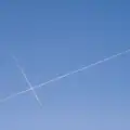 Two contrails cross in the sky, Saxophone Shopping in Cambridge - 21st March 2026