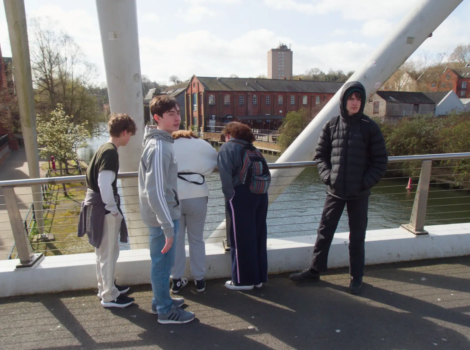 There's a stop on the bridge to look at pigeons, from Harry's Escape Room, Timber Hill, Norwich - 28th March 2026
