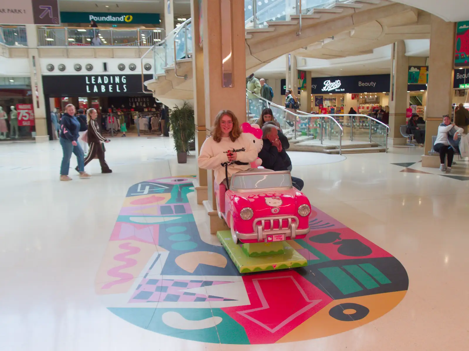 Isabella has a quick go on a ride, from Harry's Escape Room, Timber Hill, Norwich - 28th March 2026