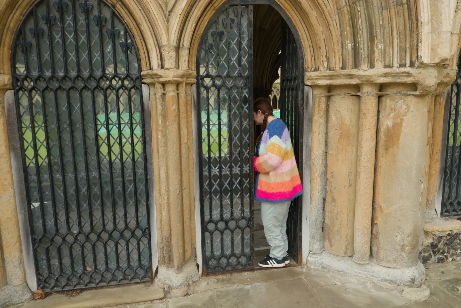 Isobel pokes her head into the cloisters, from The SYWO at Holbrook, and a Trip to Norwich - 1st April 2026
