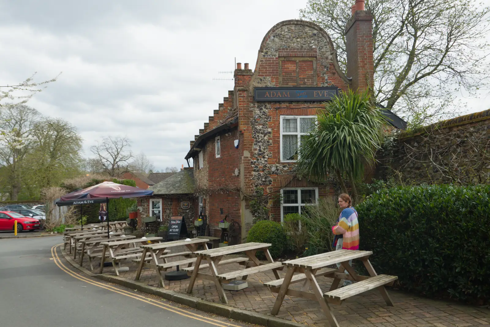 Isobel outside the Adam and Eve, from The SYWO at Holbrook, and a Trip to Norwich - 1st April 2026