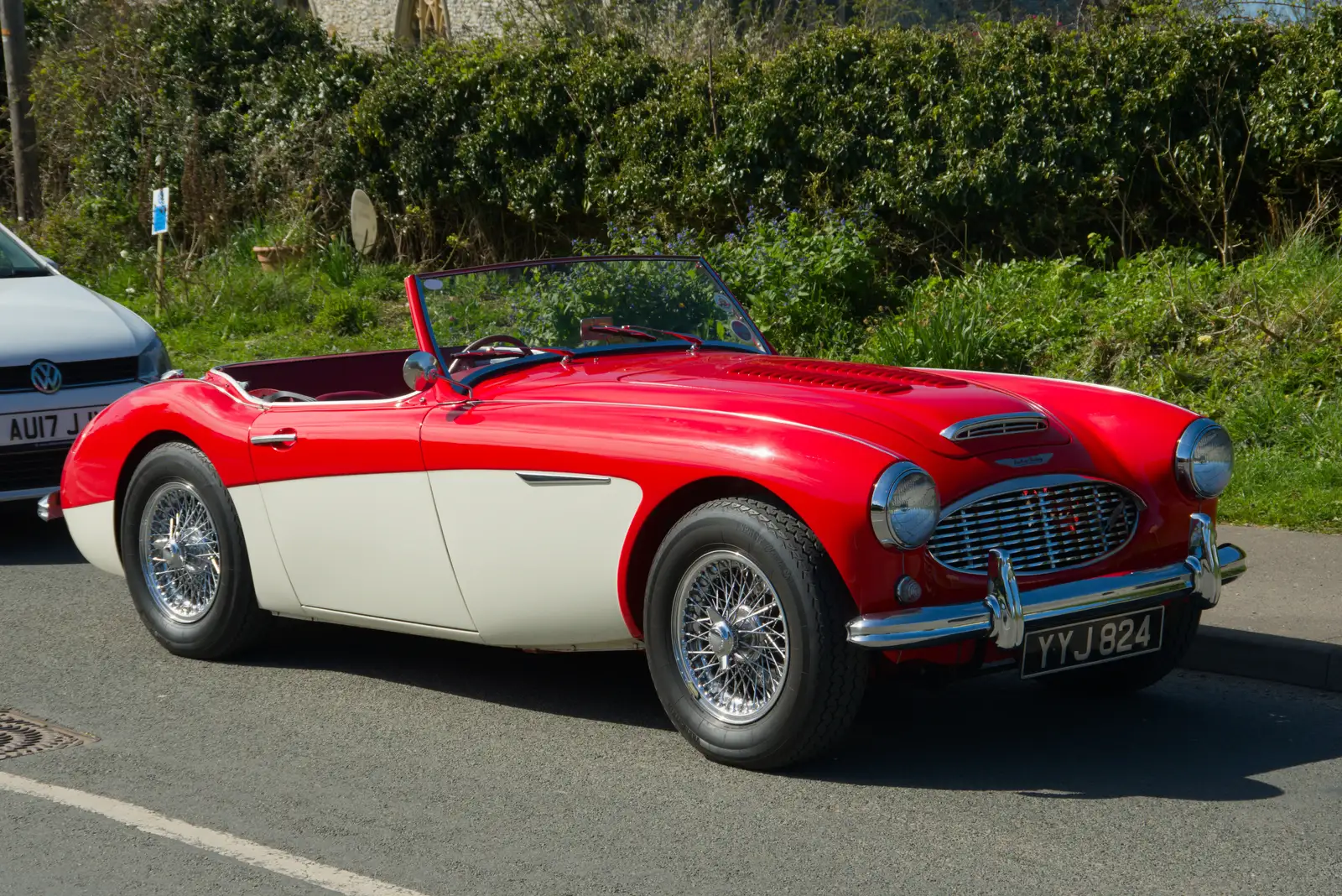 A gorgeous Austin Healy by the church, from A Visit to Winterton-on-Sea, Norfolk - 6th April 2026