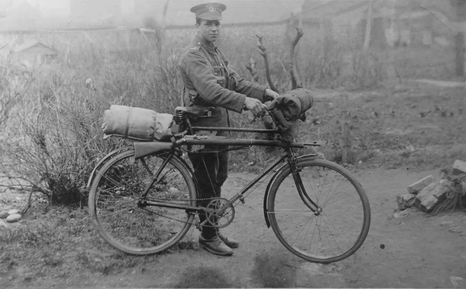 A soldier with a bicycle, from A Visit to Winterton-on-Sea, Norfolk - 6th April 2026