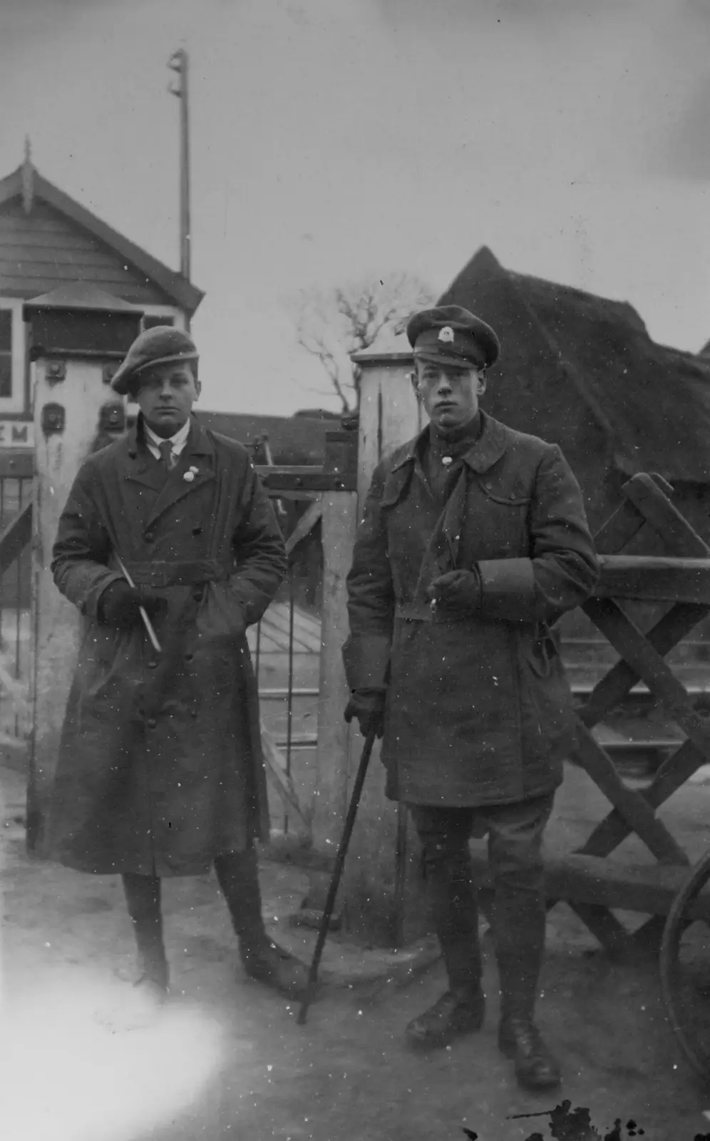 Two geezers by a level crossing, from A Visit to Winterton-on-Sea, Norfolk - 6th April 2026