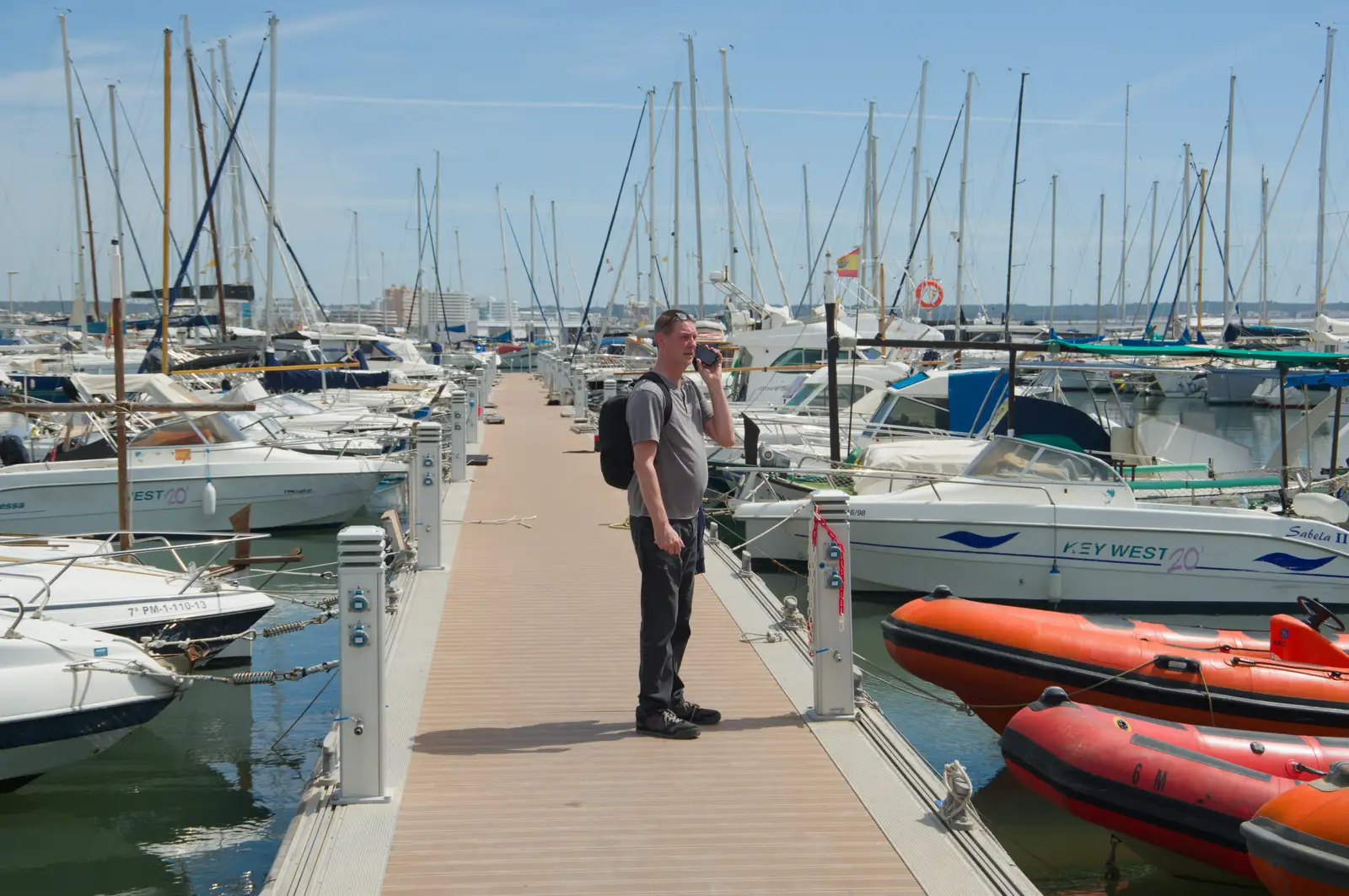 Sean's on the phone tracking down missing boats, from Hauling Boats to Croatia: Palma, Mallorca to Toulon, France - 9th April 2026