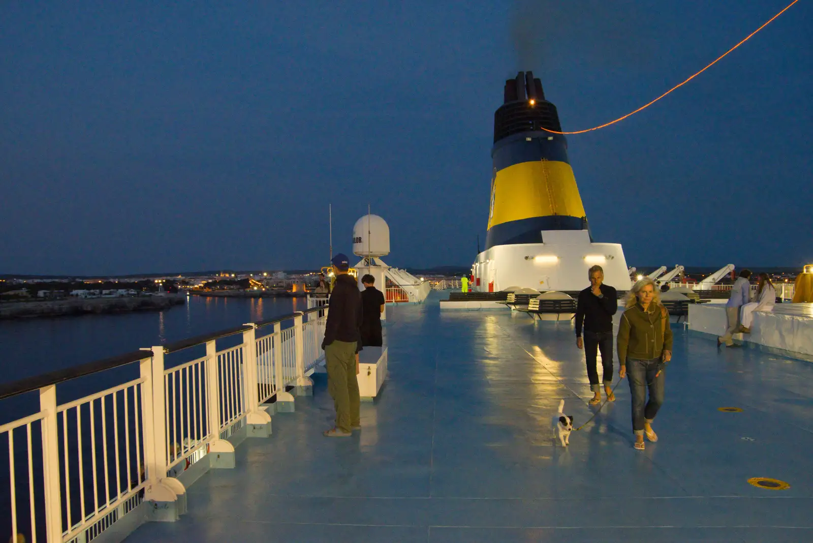 Walking the dog on the ferry's top deck, from Hauling Boats to Croatia: Palma, Mallorca to Toulon, France - 9th April 2026