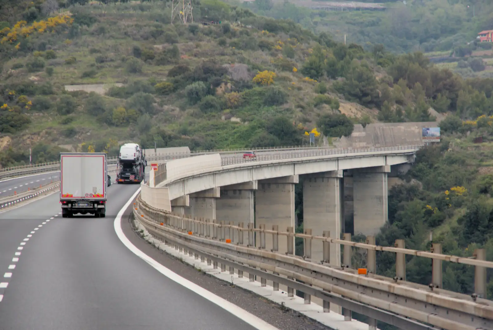 We cross a very tall bridge over a valley, from Hauling Boats to Croatia: Toulon to Desenzano, Lake Garda, Italy - 11th April 2026