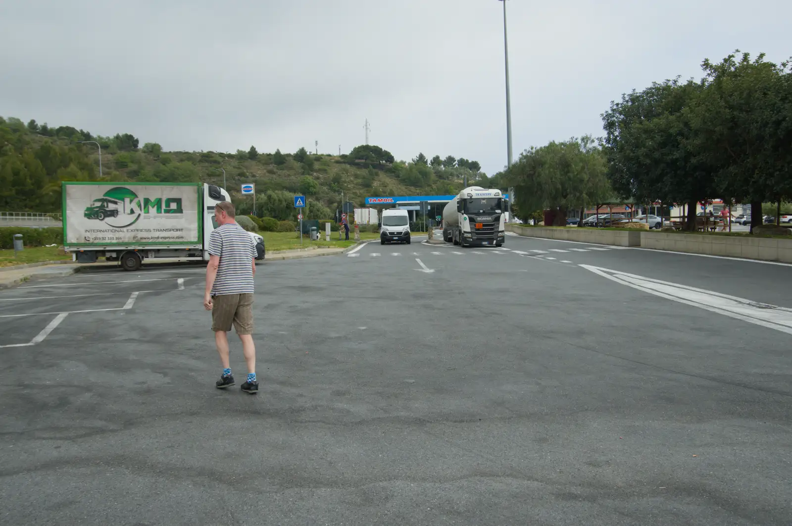 Sean roams around at a motorway services, from Hauling Boats to Croatia: Toulon to Desenzano, Lake Garda, Italy - 11th April 2026