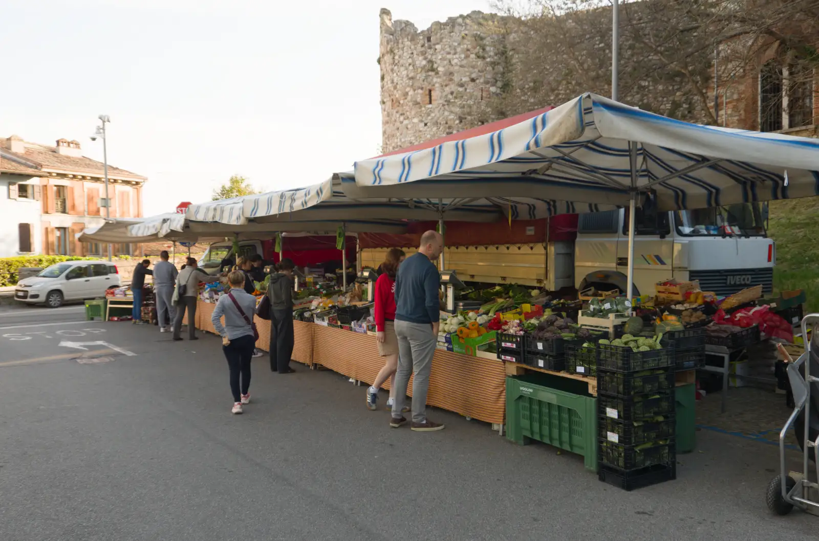 The overnight car park has turned into a market, from Hauling Boats to Croatia: Toulon to Desenzano, Lake Garda, Italy - 11th April 2026
