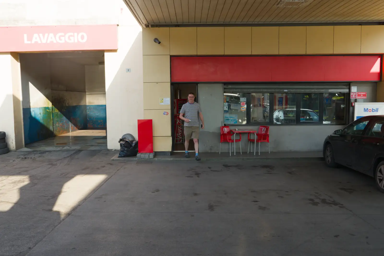 Sean comes out of the garage shop, from Hauling Boats to Croatia: Toulon to Desenzano, Lake Garda, Italy - 11th April 2026