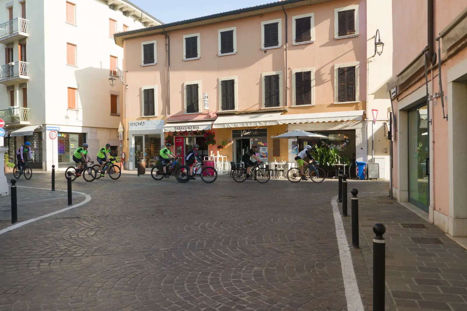 Cyclists on Vicolo Fosse Castello, from Hauling Boats to Croatia: Toulon to Desenzano, Lake Garda, Italy - 11th April 2026