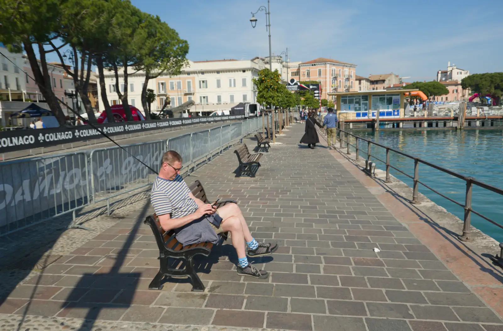 Sean's on his phone, from Hauling Boats to Croatia: Toulon to Desenzano, Lake Garda, Italy - 11th April 2026
