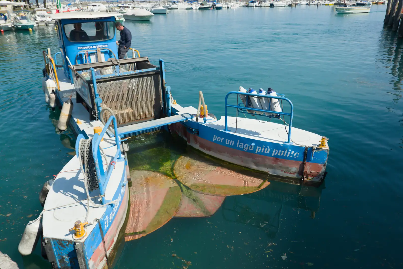 A boat 'for a less polluted lake', from Hauling Boats to Croatia: Toulon to Desenzano, Lake Garda, Italy - 11th April 2026