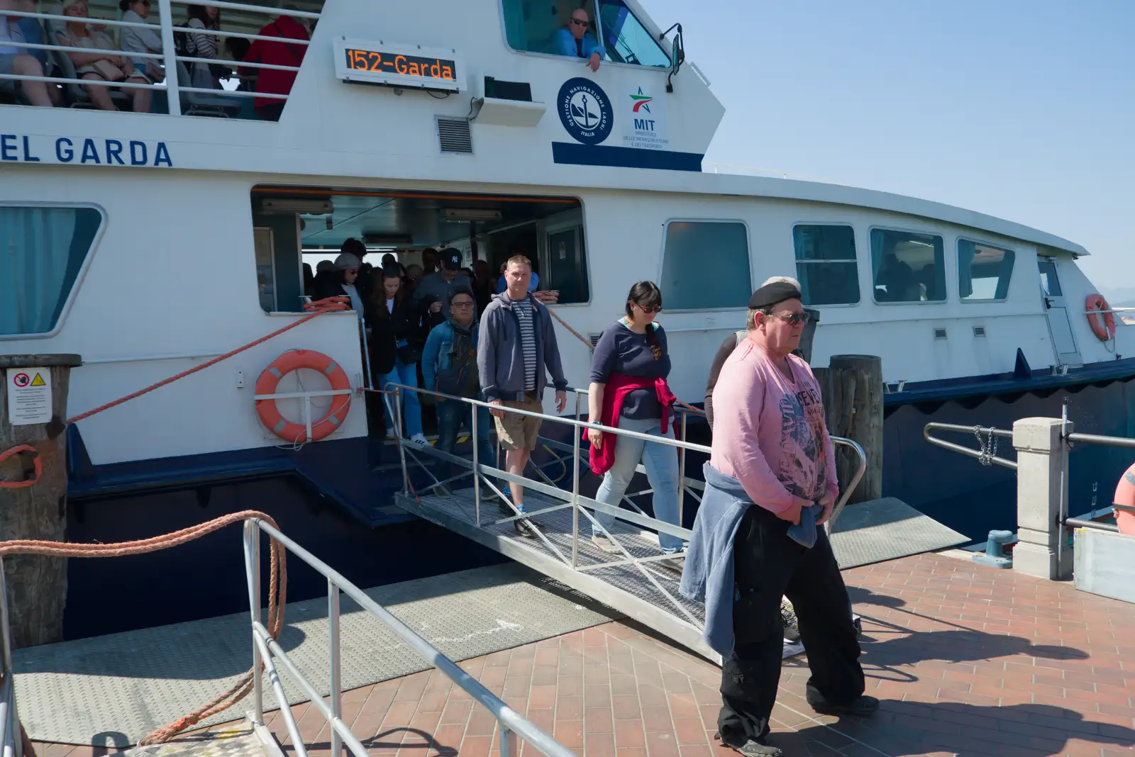 Sean disembarks the ferry to Garda, from Hauling Boats to Croatia: Toulon to Desenzano, Lake Garda, Italy - 11th April 2026
