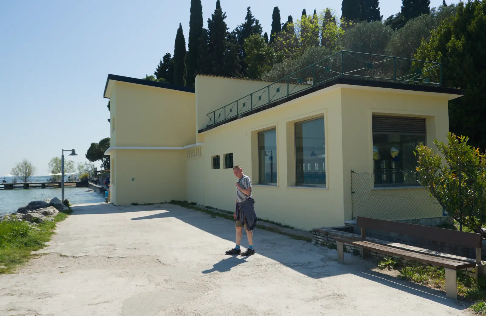 Sean near a 1930s beach building, from Hauling Boats to Croatia: Toulon to Desenzano, Lake Garda, Italy - 11th April 2026