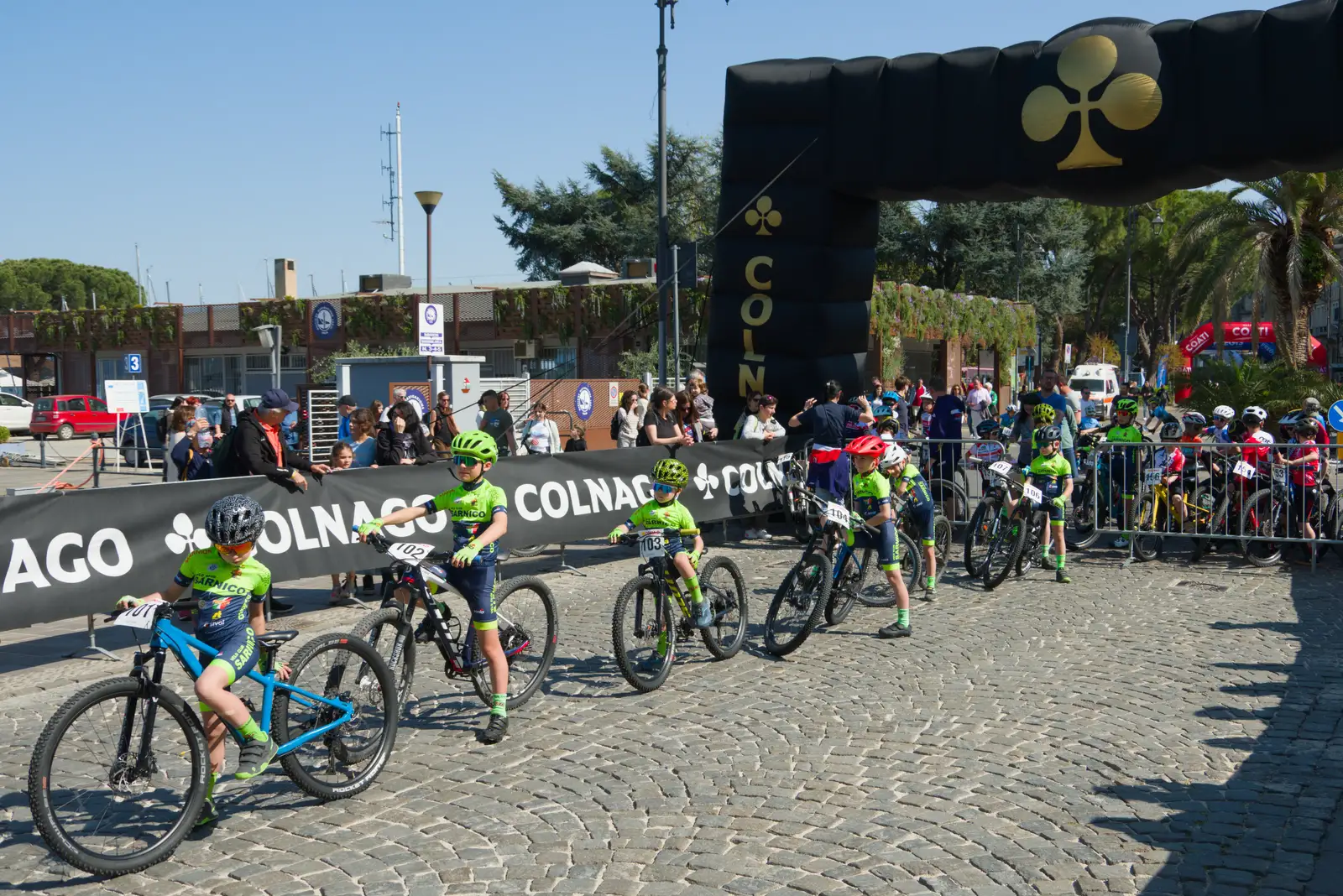 Some kids line up for a competition, from Hauling Boats to Croatia: Toulon to Desenzano, Lake Garda, Italy - 11th April 2026