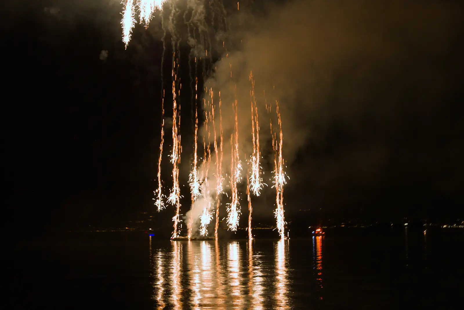 Fireballs fall back into the lake, from Hauling Boats to Croatia: Toulon to Desenzano, Lake Garda, Italy - 11th April 2026