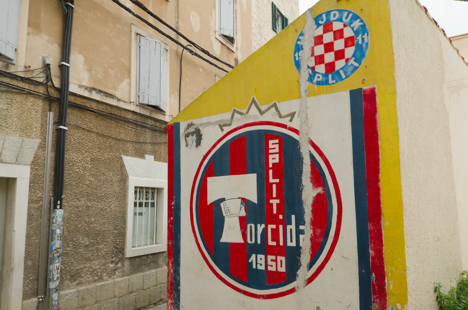 Graffiti for a football supporters group from 1950, from Hauling Boats to Croatia: Desenzano to Split, Croatia - 13th April 2026