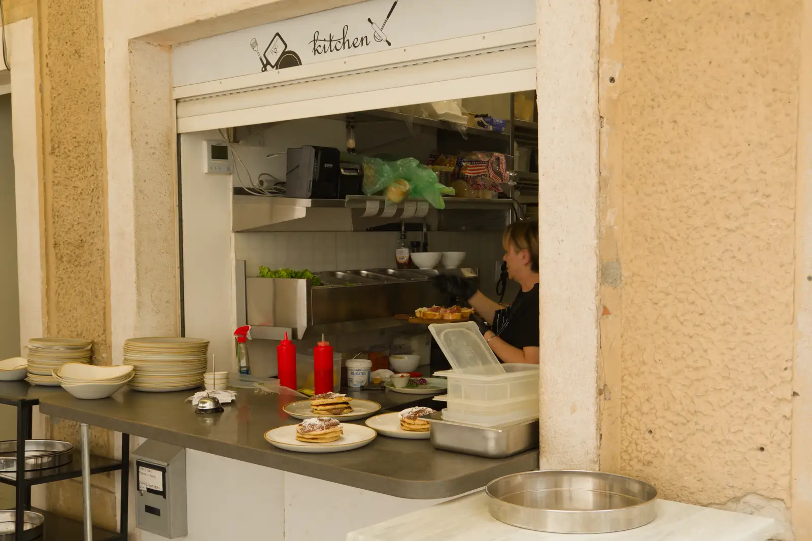 Food's up at the restaurant near the apartment, from Hauling Boats to Croatia: Desenzano to Split, Croatia - 13th April 2026