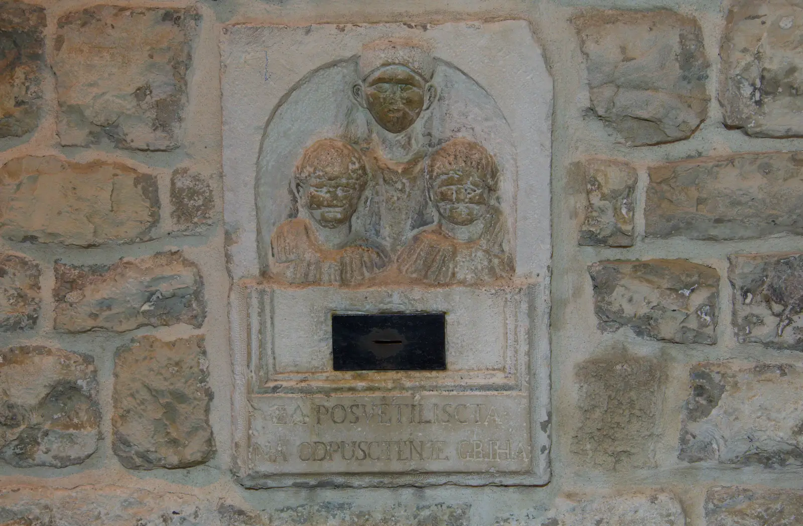 Some sort of offertory box in a wall, from Hauling Boats to Croatia: Desenzano to Split, Croatia - 13th April 2026