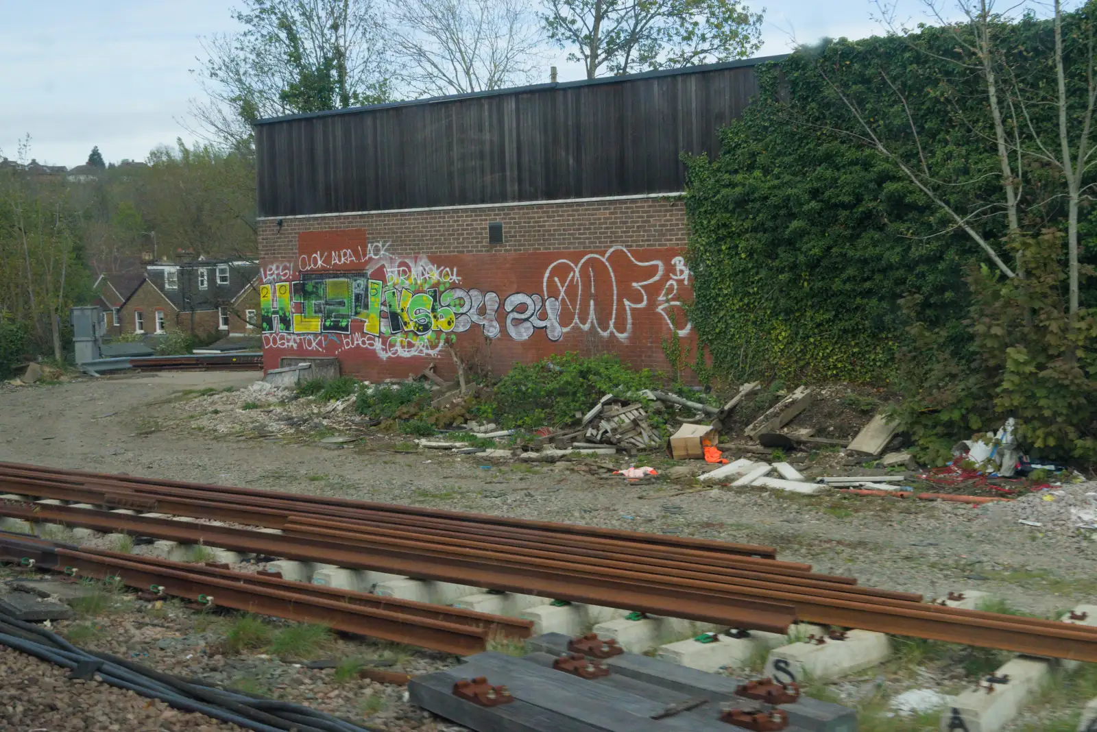 Trackside graffiti and piles of track, from Hauling Boats to Croatia: The Journey Home - 15th April 2026