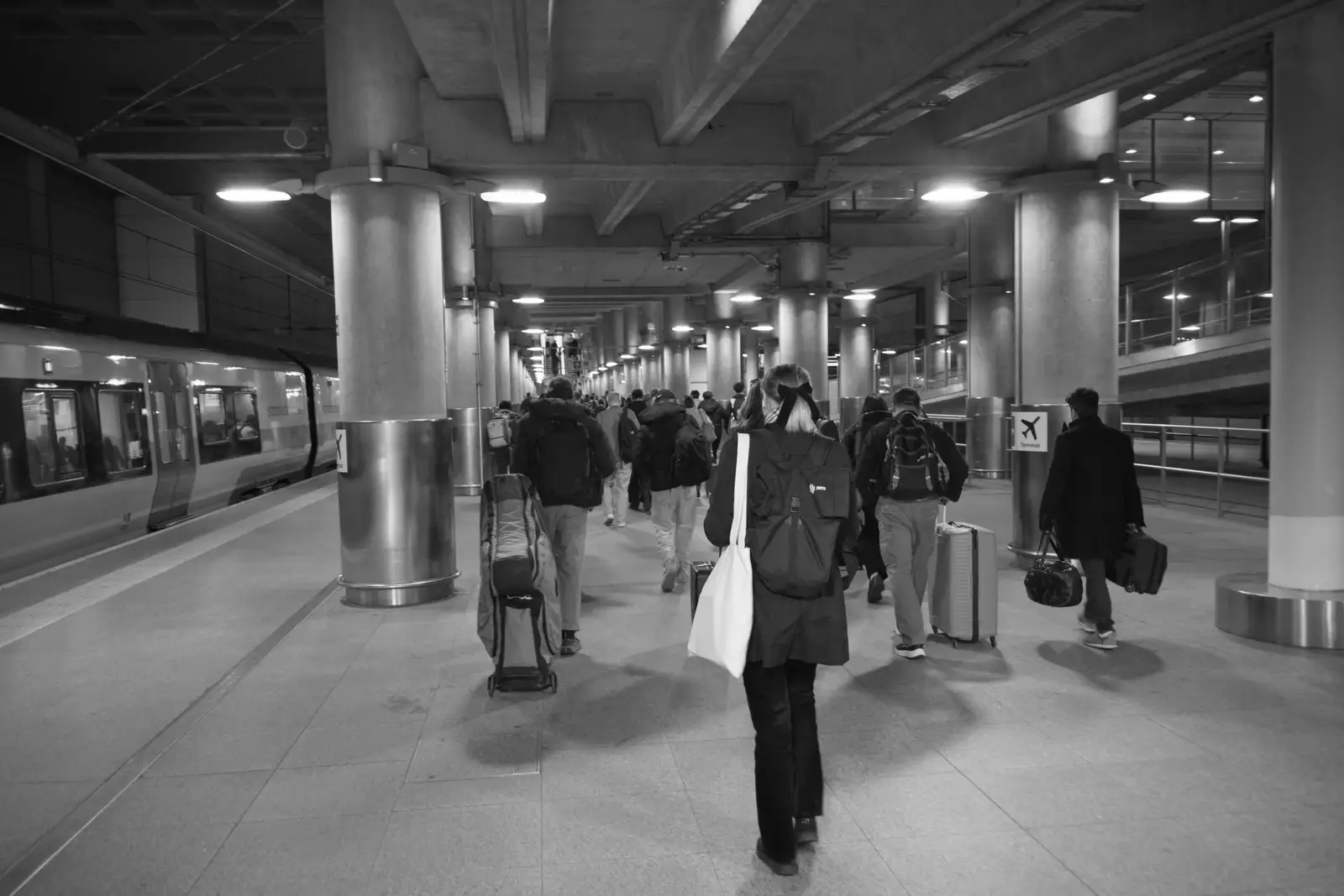 The train unloads at Stansted Airport, from Hauling Boats to Croatia: The Journey Home - 15th April 2026