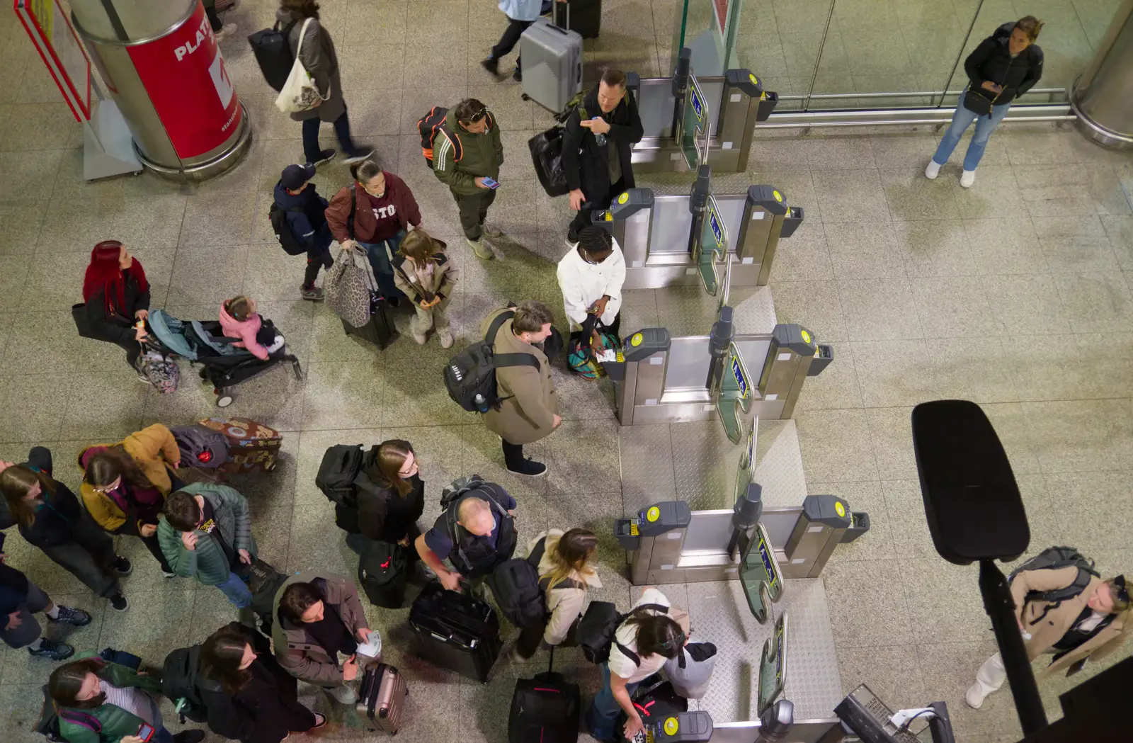 People at the ticket barriers, from Hauling Boats to Croatia: The Journey Home - 15th April 2026