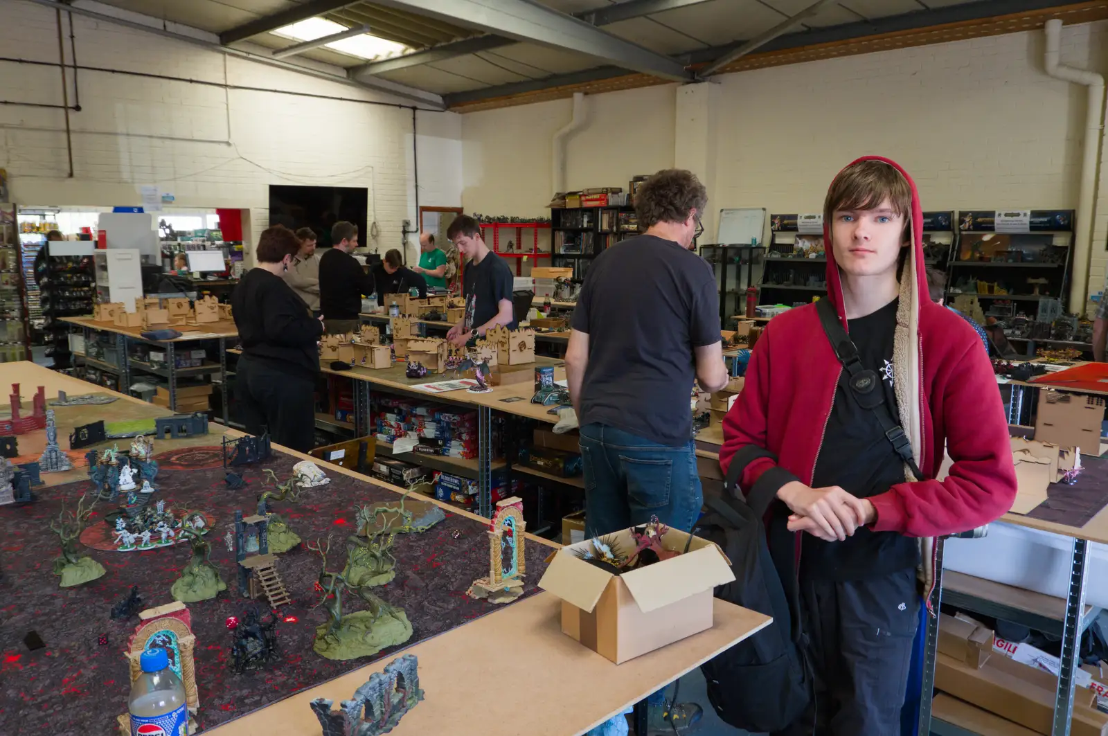 Harry gets ready for his Warhammer game, from Diss Games and the Palgrave Players Band, Norfolk - 26th April 2026