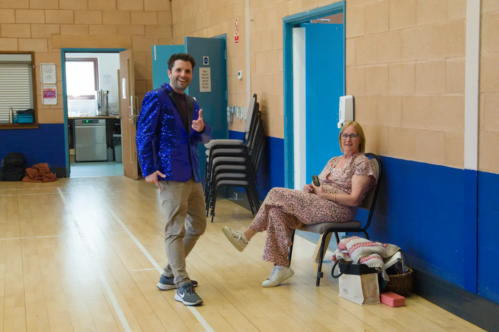 Cathal models a spangly jacket, from Diss Games and the Palgrave Players Band, Norfolk - 26th April 2026