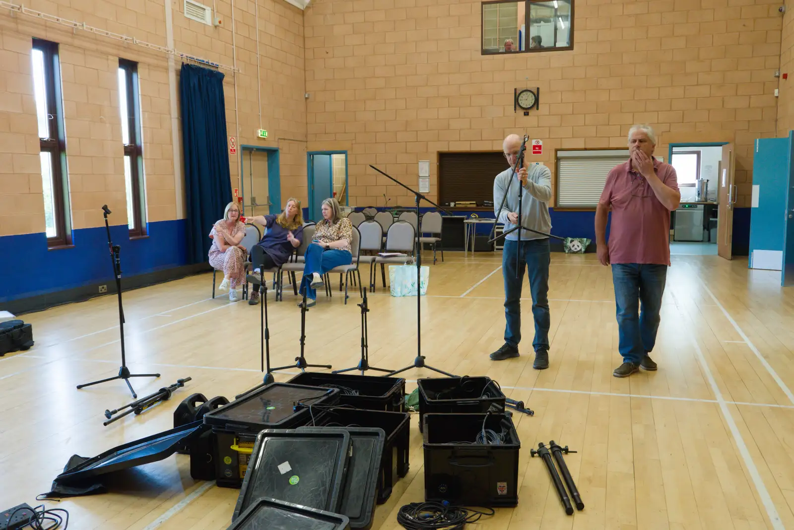 The tech team is setting up, from Diss Games and the Palgrave Players Band, Norfolk - 26th April 2026