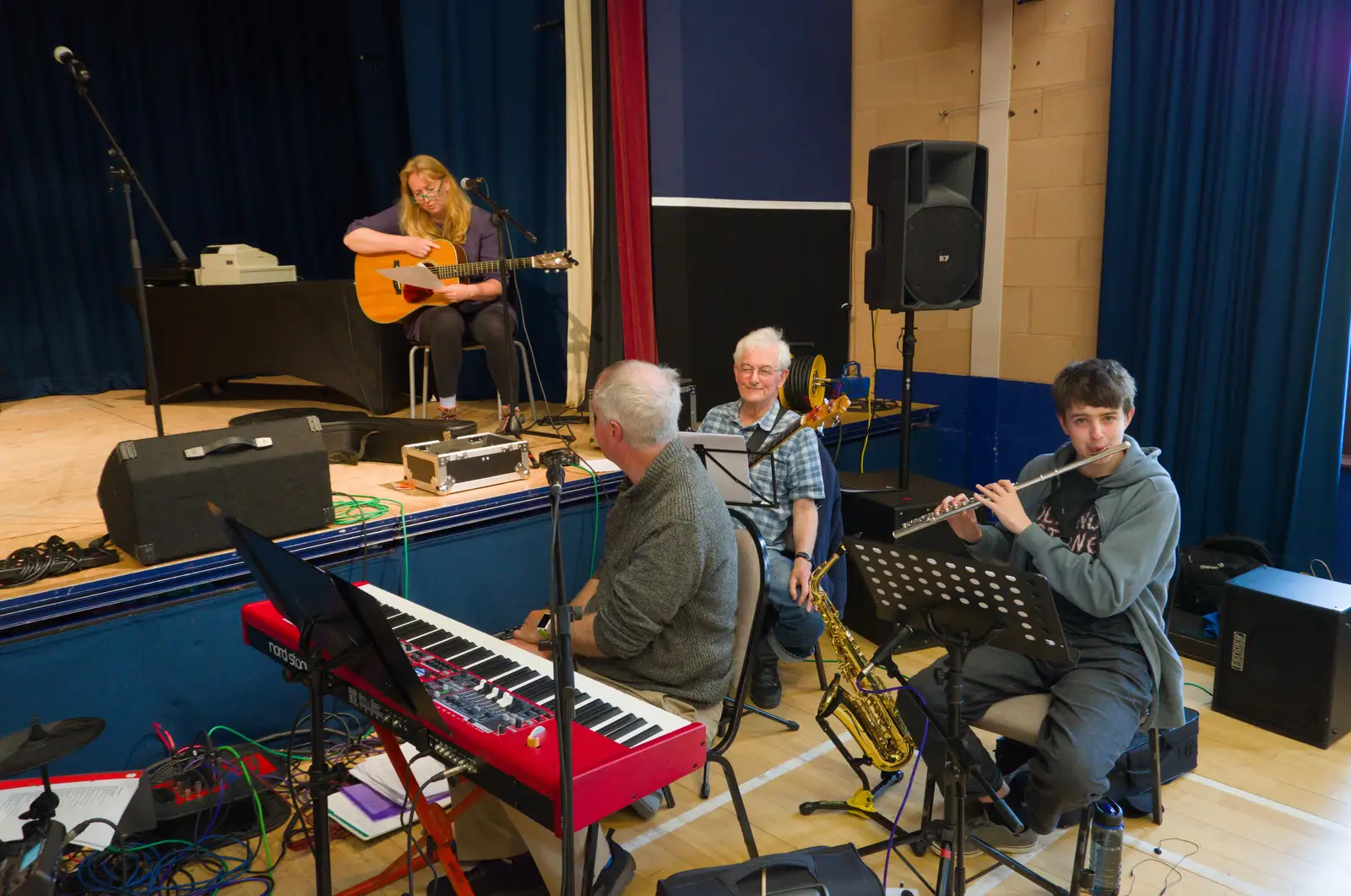 Fred's on flute as George looks over, from Diss Games and the Palgrave Players Band, Norfolk - 26th April 2026