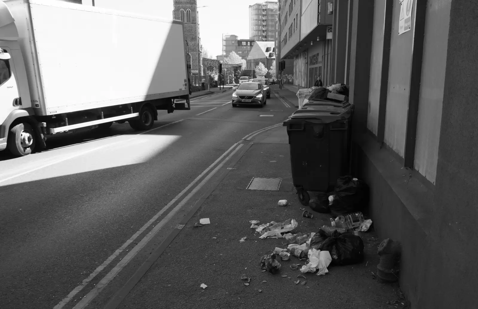 Ipswich bin chaos on College Street, from A Long Walk Through Ipswich, Suffolk - 1st May 2026