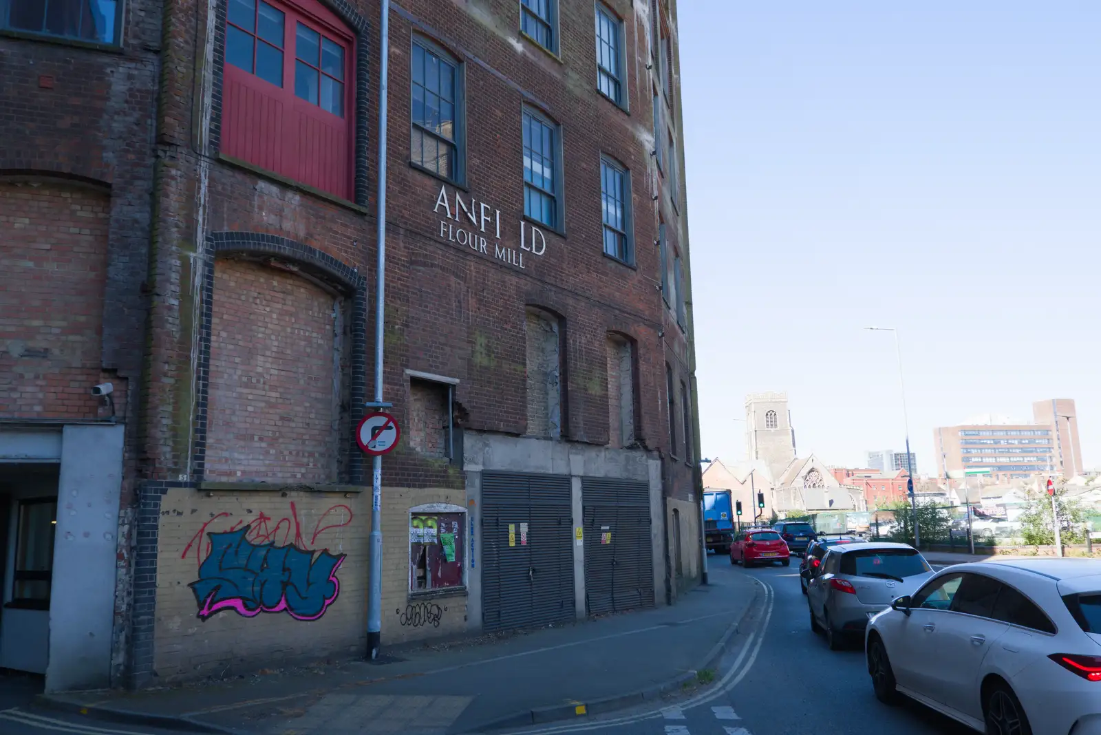 The derelict Anfield Flour Mill, from A Long Walk Through Ipswich, Suffolk - 1st May 2026