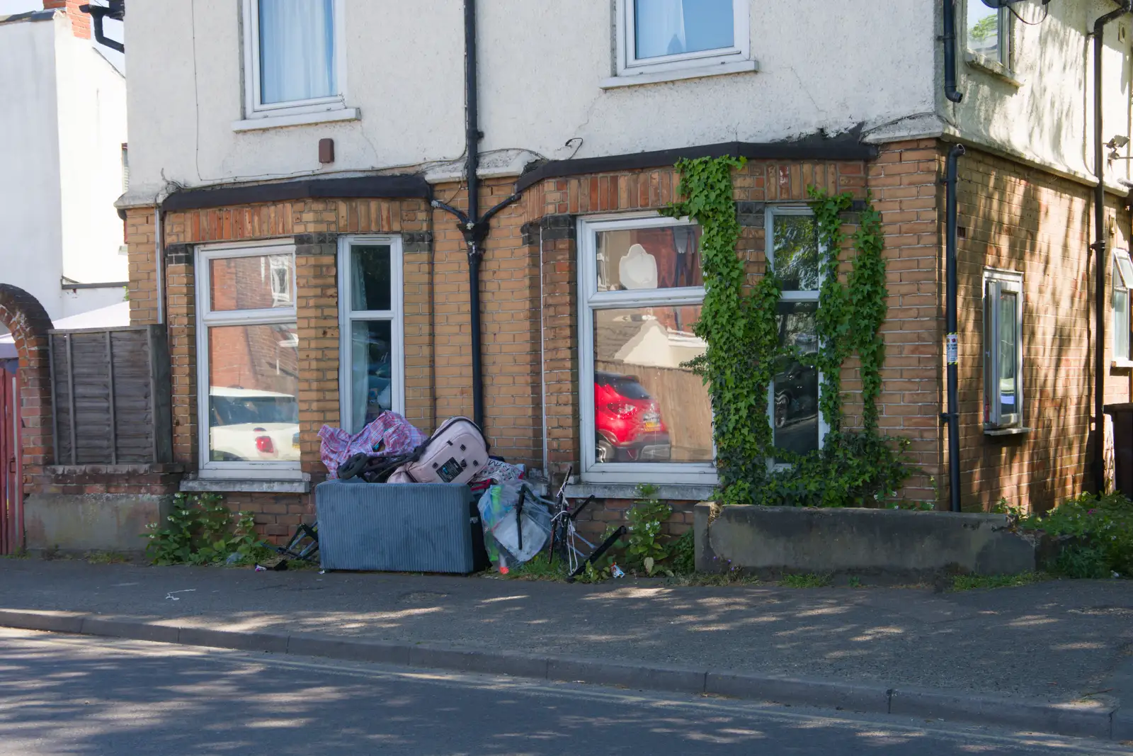 Rubbish outside a house on Yarmouth Road, from A Long Walk Through Ipswich, Suffolk - 1st May 2026