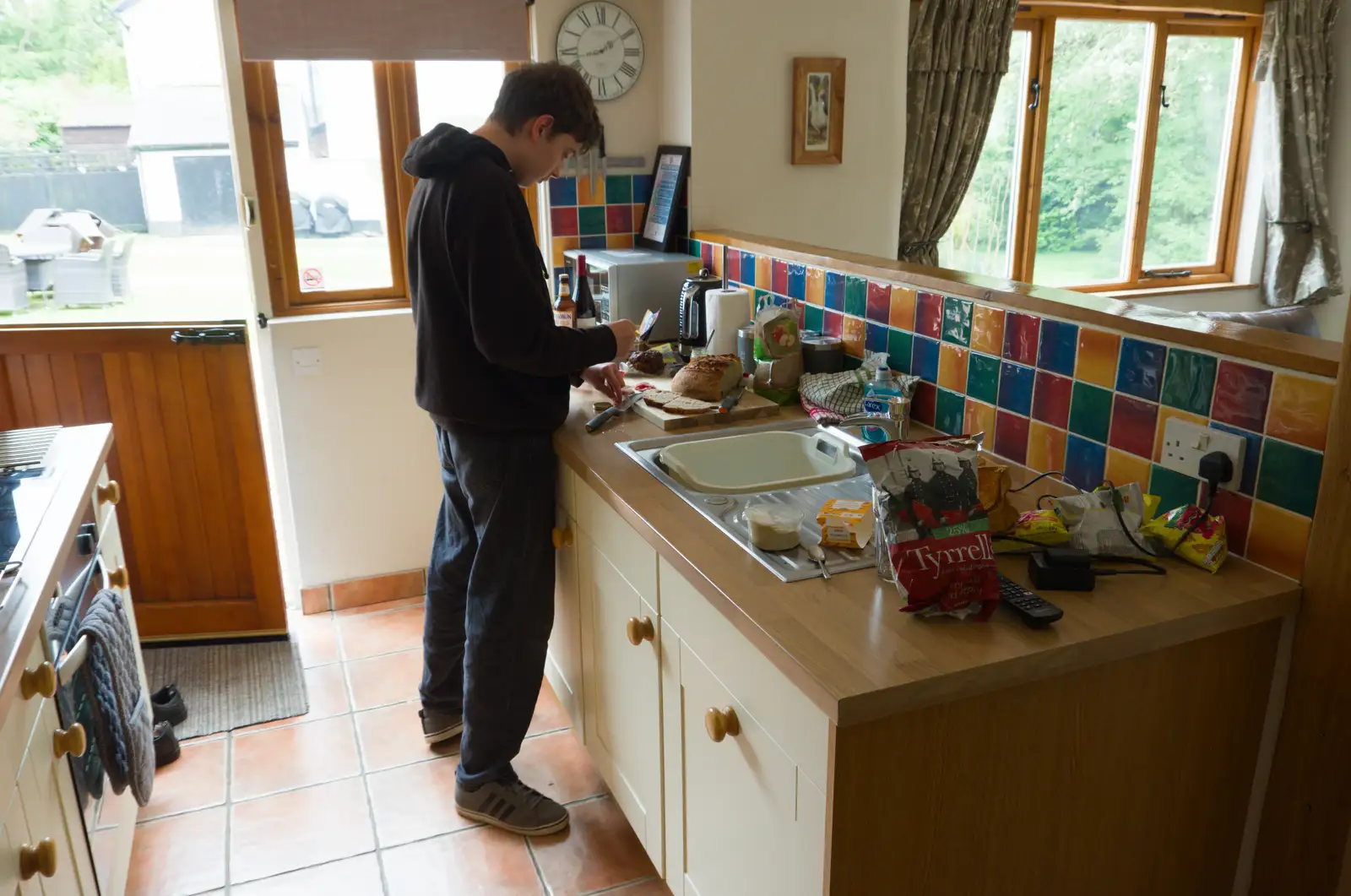 Fred constructs some sort of snack item, from Lunch in South Molton and Sean's "Stag Night", King's Nympton, Devon - 2nd May 2026