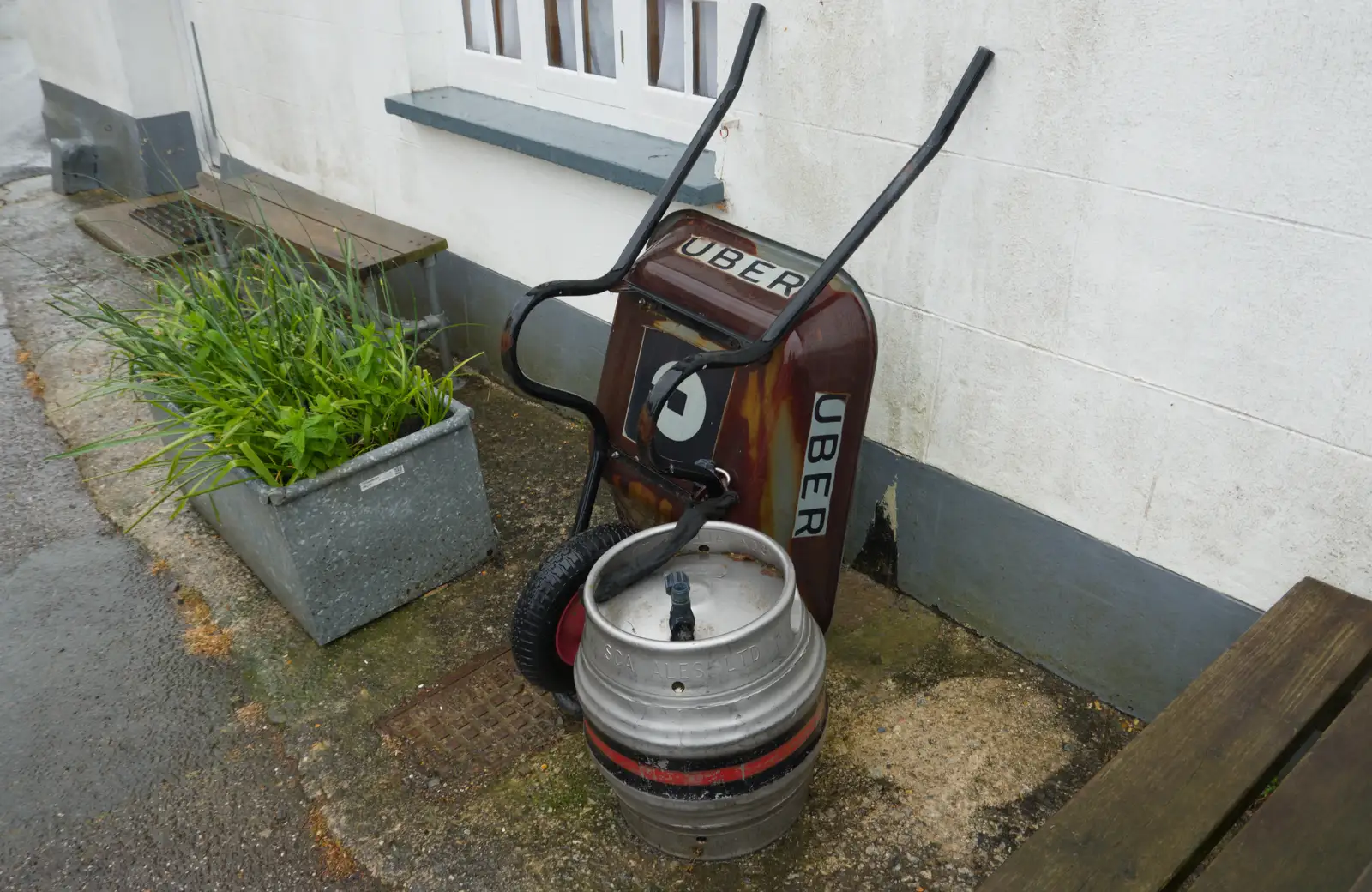 The pub's Uber wheelbarrow, from Lunch in South Molton and Sean's "Stag Night", King's Nympton, Devon - 2nd May 2026