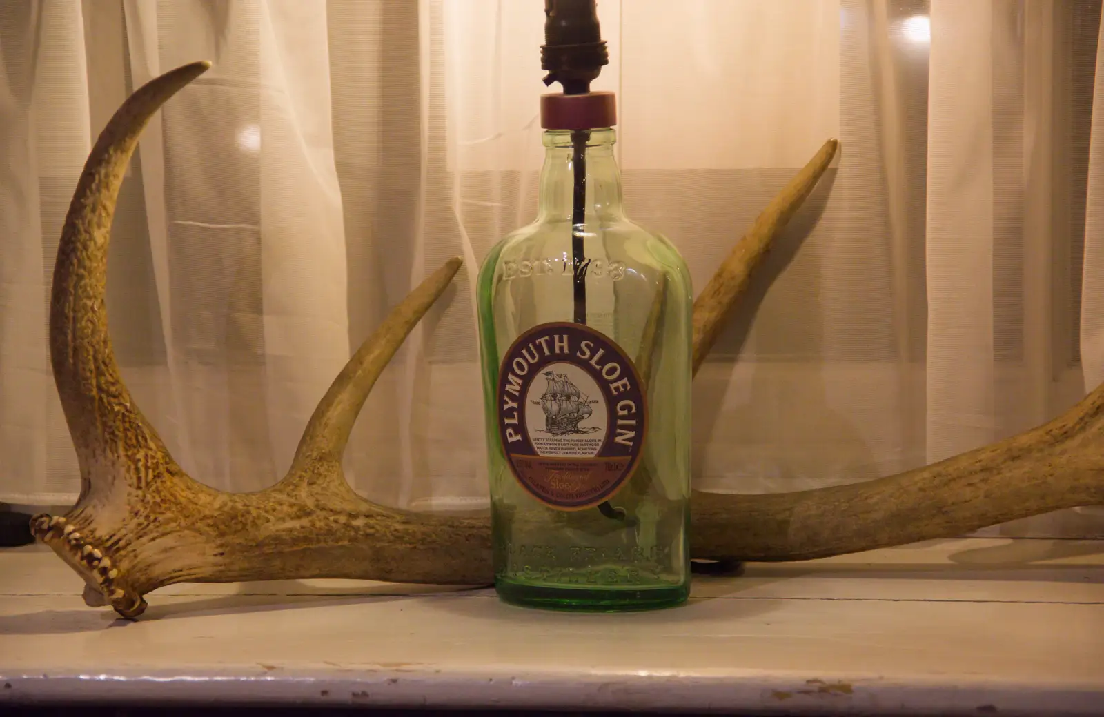 An antler and an empty Plymouth Sloe Gin bottle, from Lunch in South Molton and Sean's "Stag Night", King's Nympton, Devon - 2nd May 2026