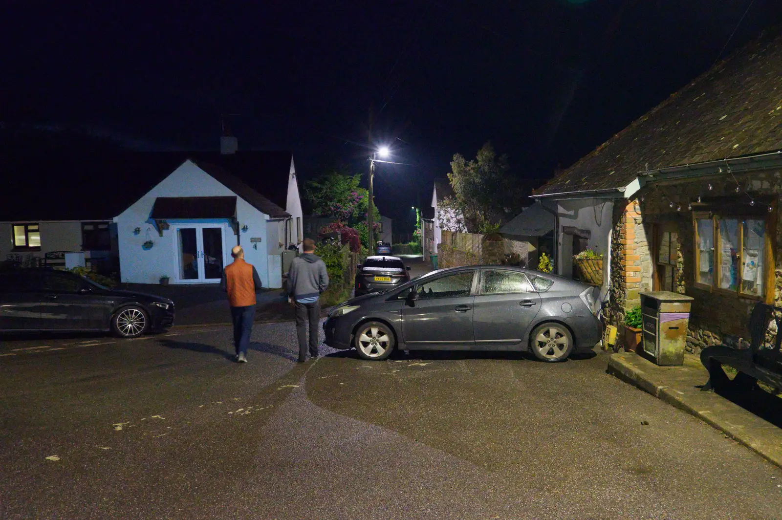 Sean's car is parked half into the main street, from Lunch in South Molton and Sean's "Stag Night", King's Nympton, Devon - 2nd May 2026
