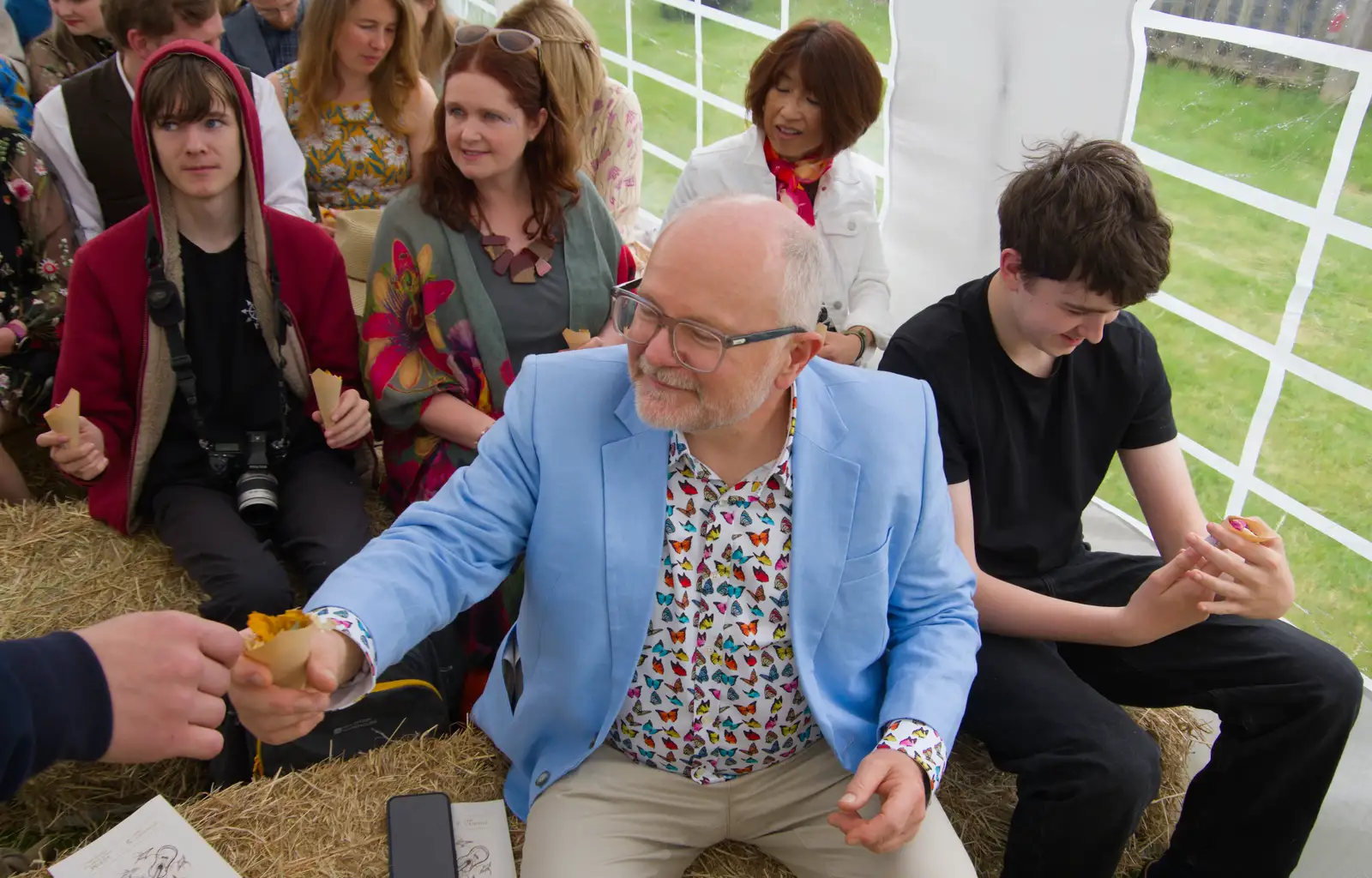 Hamish gets a confetti cone, from Hannah and Sean's Wedding, King's Nympton, Devon - 3rd May 2026