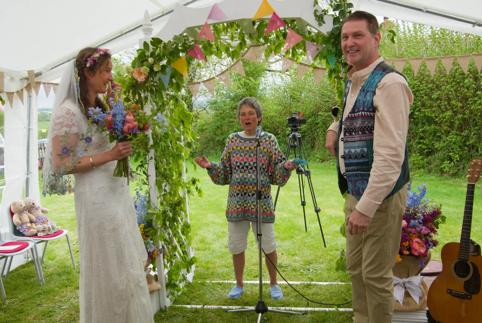The celebrant does some introductions, from Hannah and Sean's Wedding, King's Nympton, Devon - 3rd May 2026