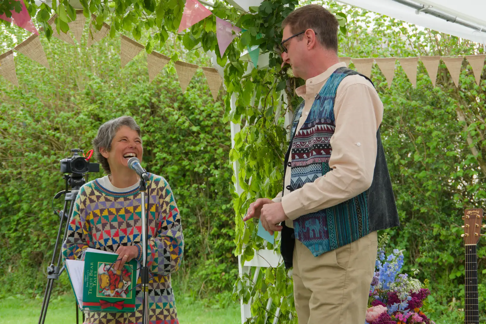 Sean and the wedding celebrant, from Hannah and Sean's Wedding, King's Nympton, Devon - 3rd May 2026