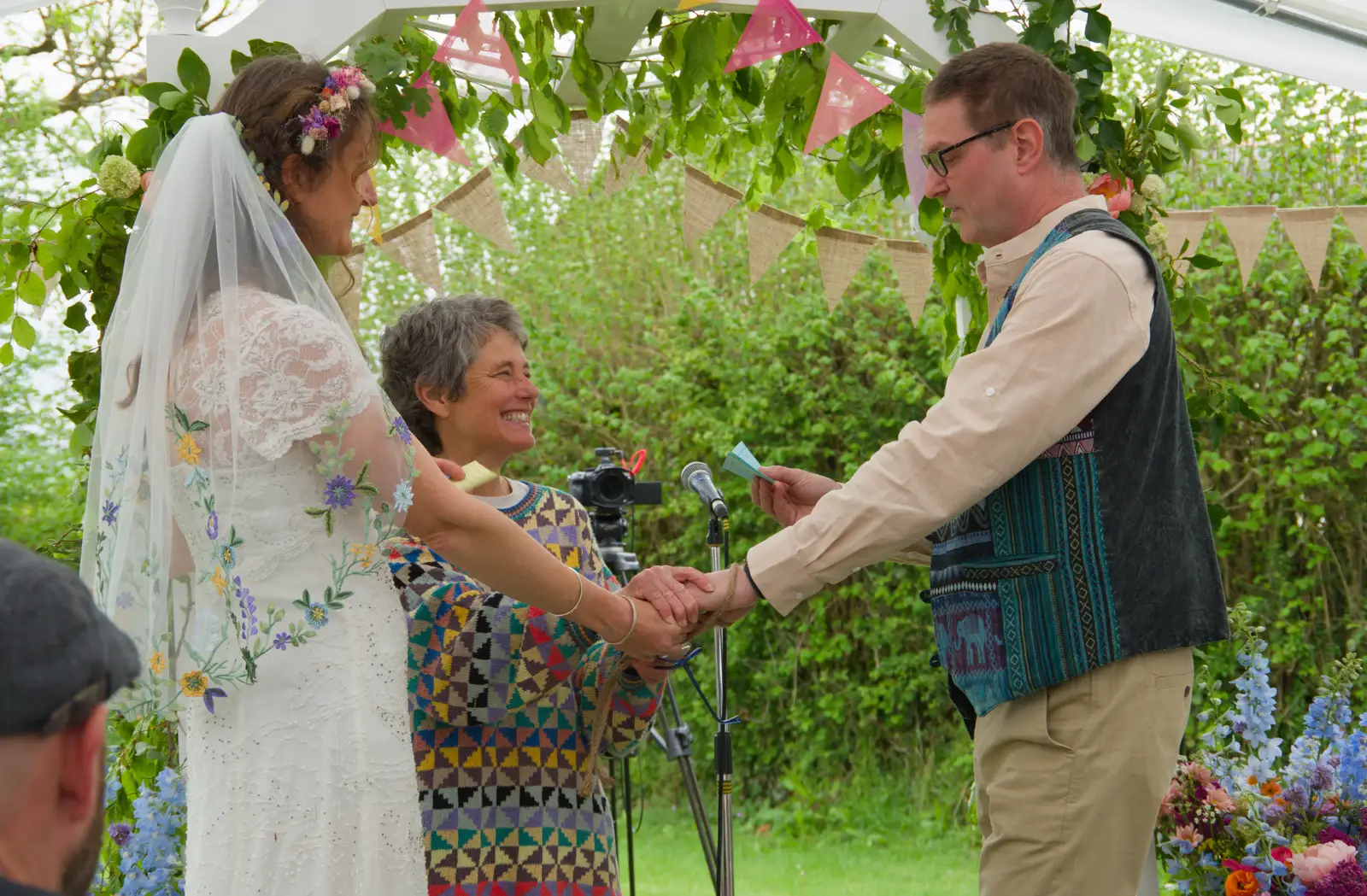 A bit of handfasting occurs, from Hannah and Sean's Wedding, King's Nympton, Devon - 3rd May 2026