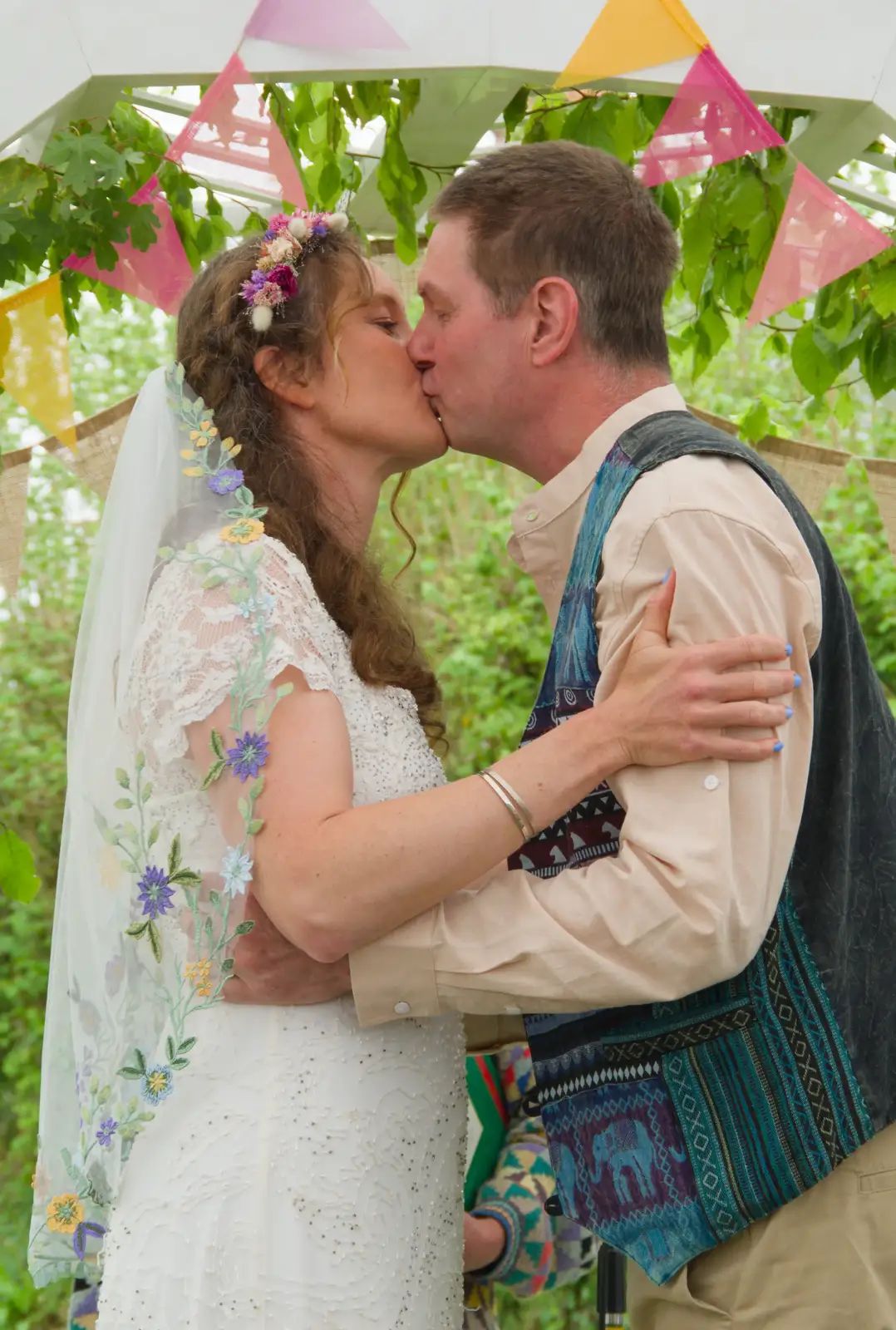 Hannah and Sean share a kiss, from Hannah and Sean's Wedding, King's Nympton, Devon - 3rd May 2026