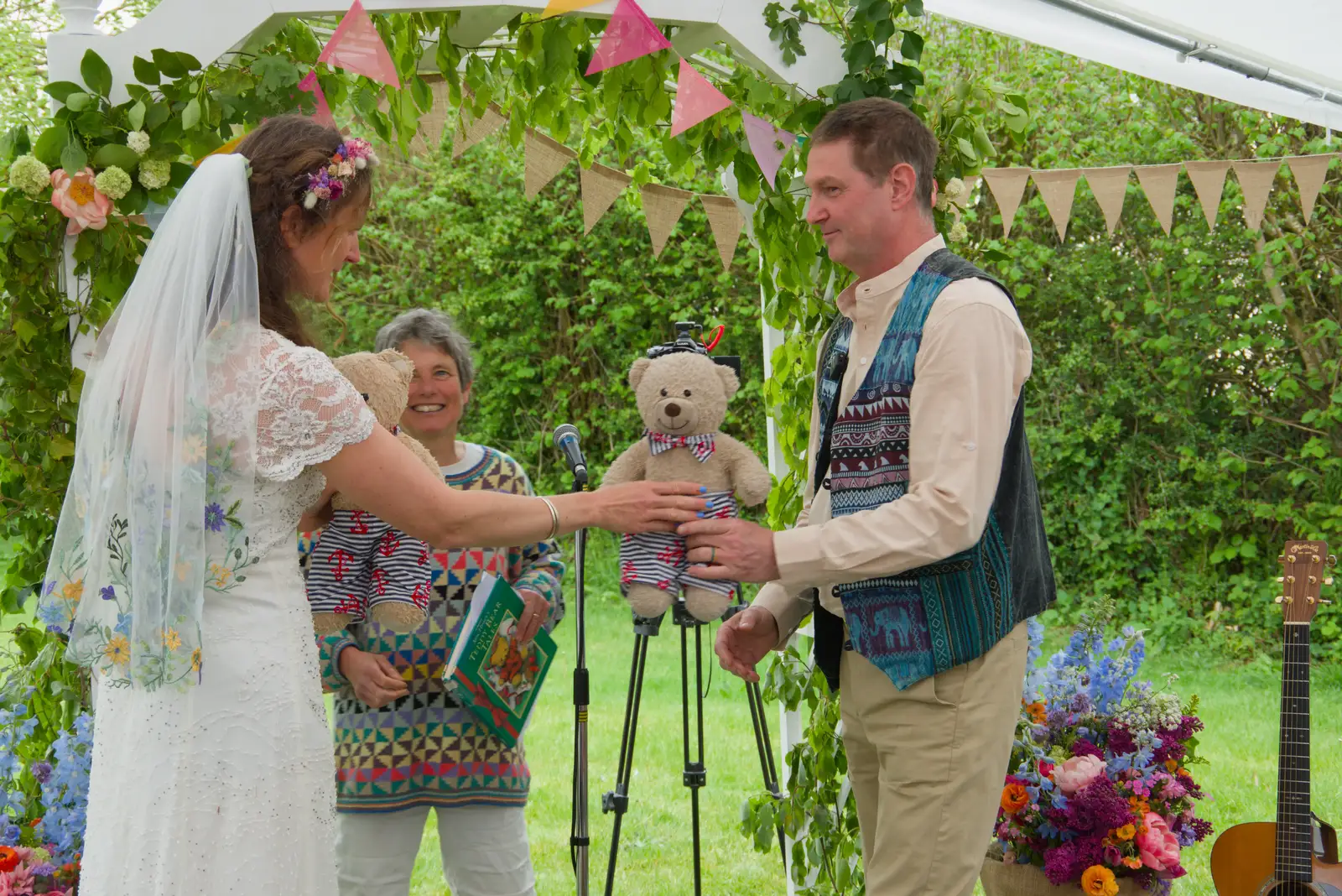 The teddy bear gets a look in, from Hannah and Sean's Wedding, King's Nympton, Devon - 3rd May 2026