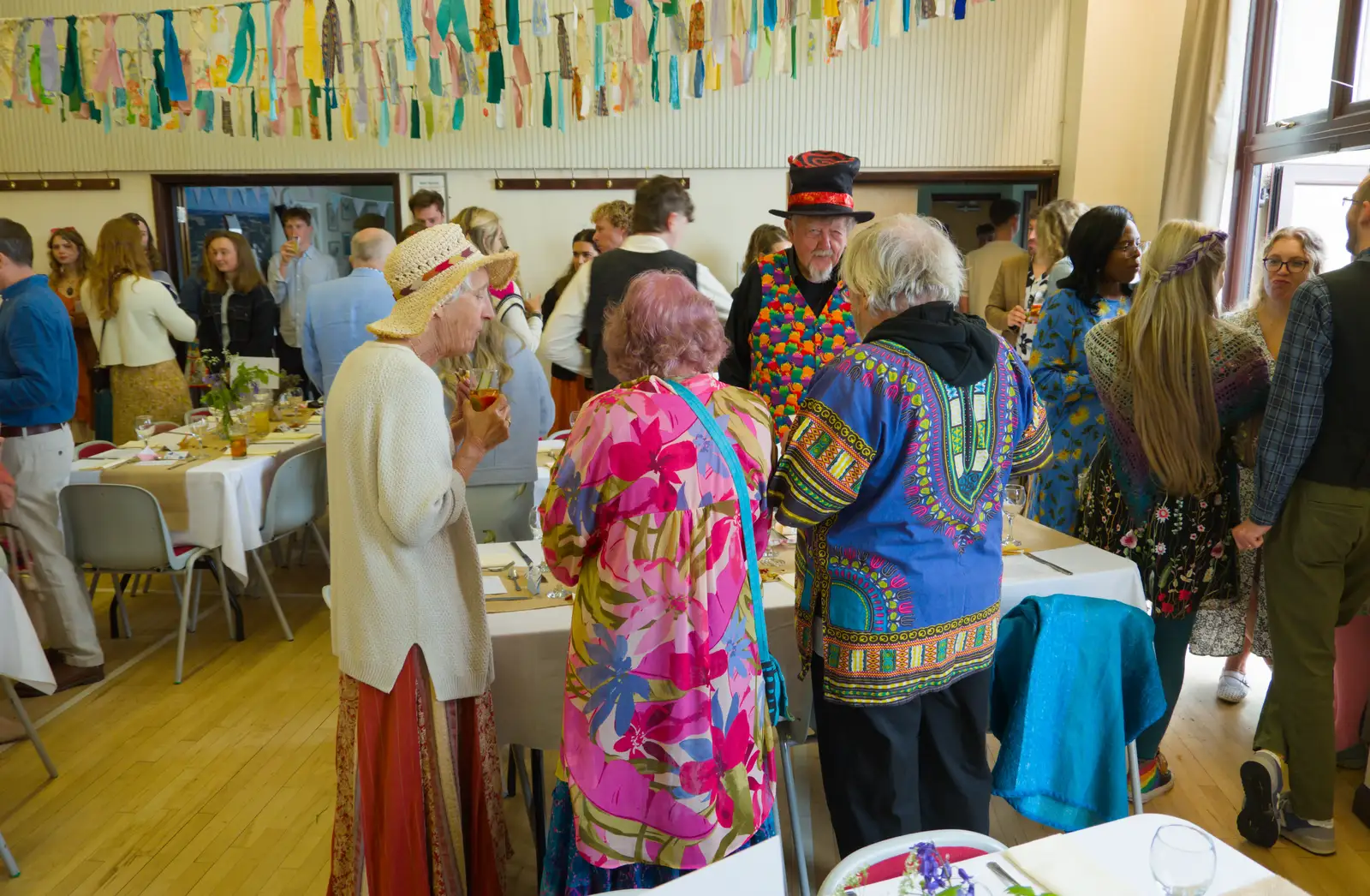 Bright tops in the folk crowd, from Hannah and Sean's Wedding, King's Nympton, Devon - 3rd May 2026