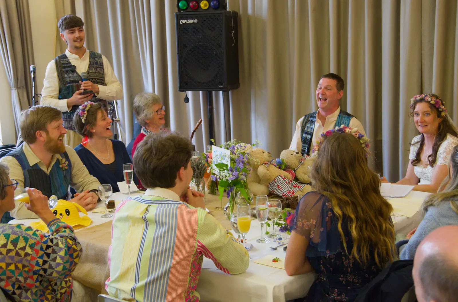 Sean finds something amusing, from Hannah and Sean's Wedding, King's Nympton, Devon - 3rd May 2026