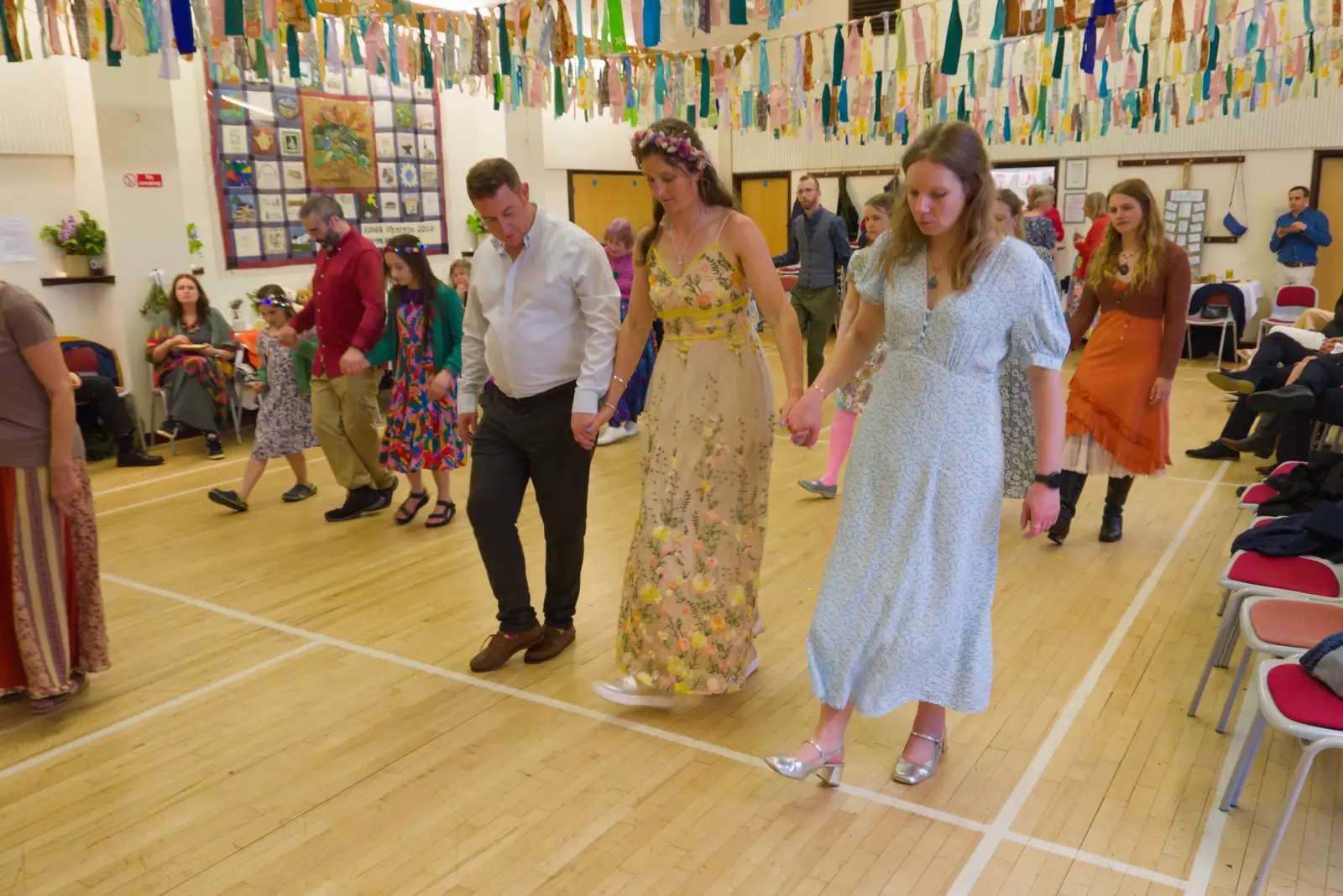 There's some sort of line dancing, from Hannah and Sean's Wedding, King's Nympton, Devon - 3rd May 2026