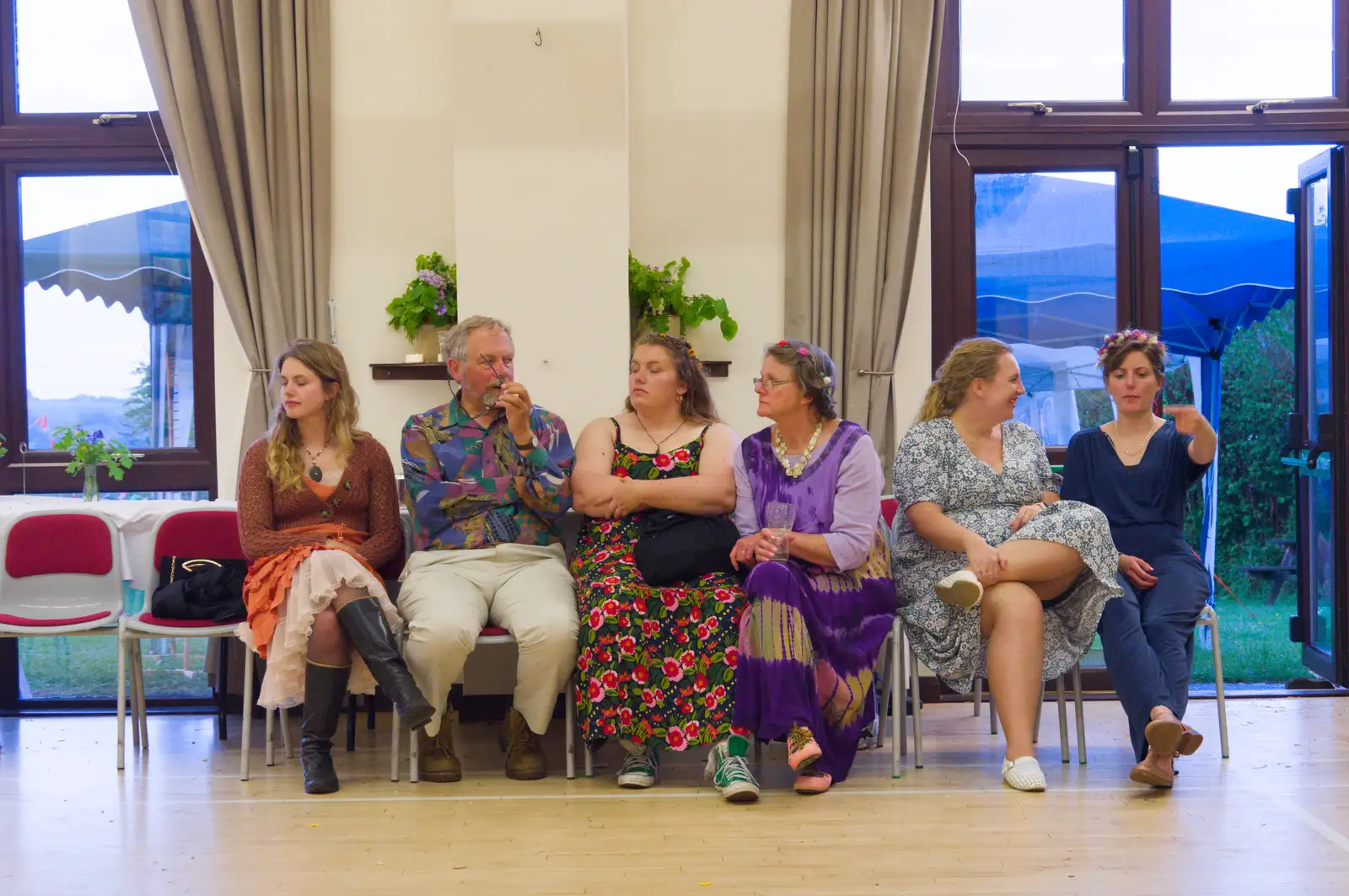 A line of non-dancers, from Hannah and Sean's Wedding, King's Nympton, Devon - 3rd May 2026