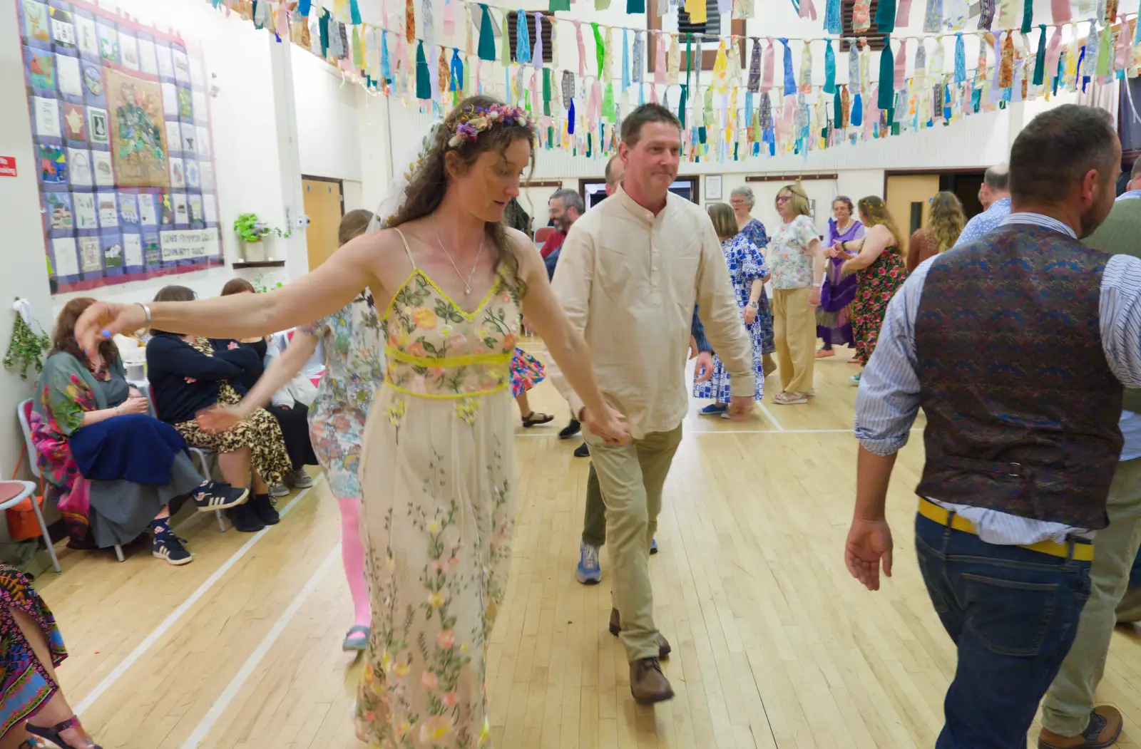 The married couple take a turn around the hall, from Hannah and Sean's Wedding, King's Nympton, Devon - 3rd May 2026