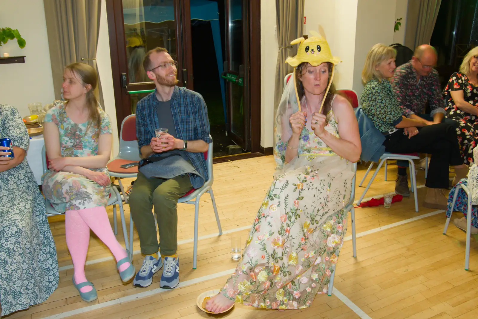 Hannah models her hat with pop-up ears, from Hannah and Sean's Wedding, King's Nympton, Devon - 3rd May 2026